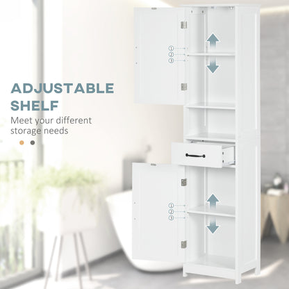 Modern Bathroom Cabinet, Narrow Bathroom Vanities with Open Shelf Drawer Recessed Doors and Adjustable Shelves White