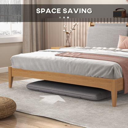 51" Folding Floor Sofa, Foldable 2-Seater Lazy Sofa Sleeper Bed, Adjustable Linen Floor Couch with 9-position Backrest, 