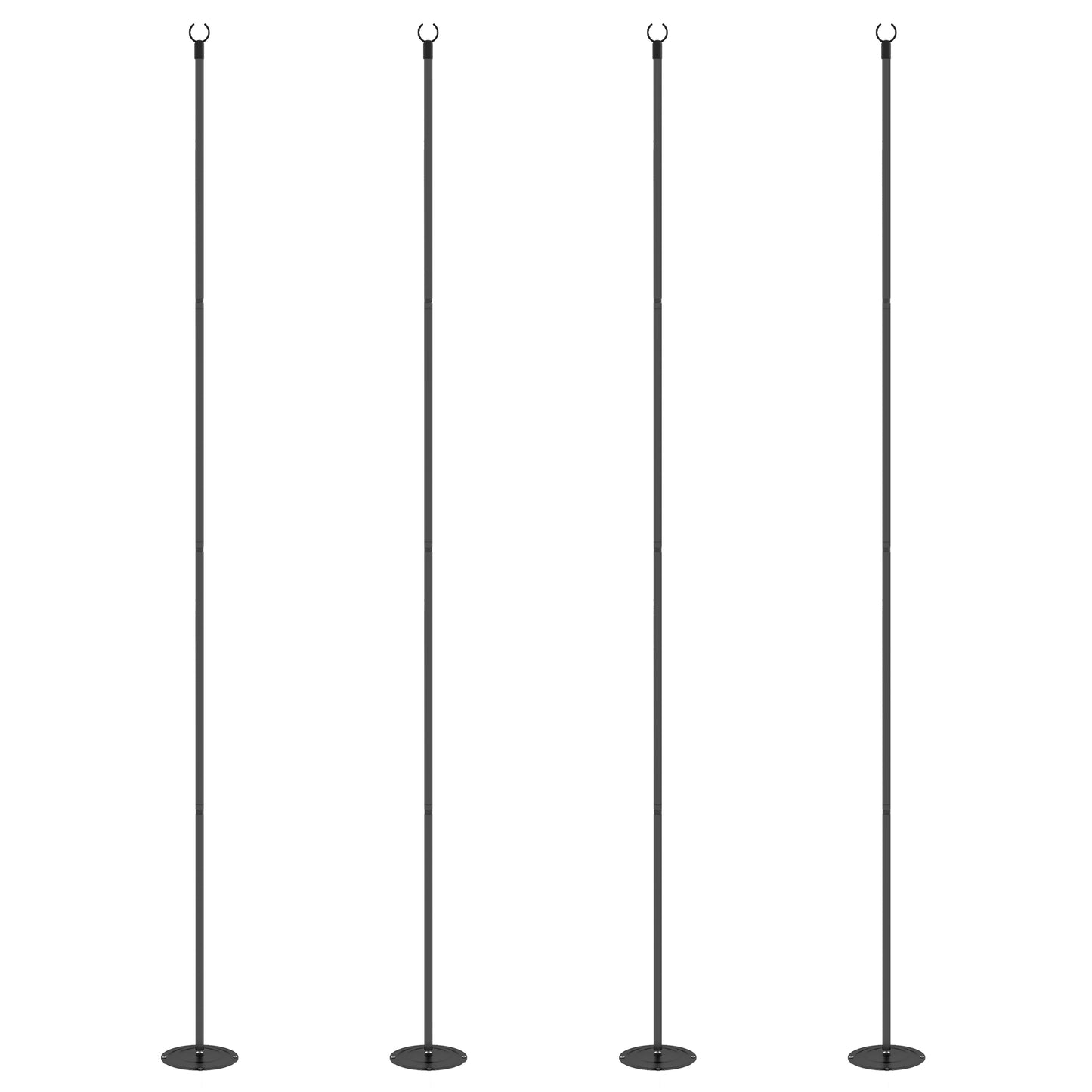 4 Pack of 10' String Light Poles, Steel Hanging Lighting Stand for Patio, Backyard, Deck, Wedding, Party, Black