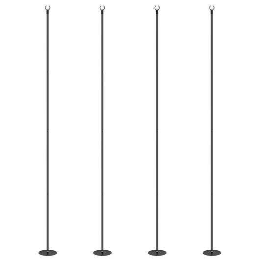 4 Pack of 10' String Light Poles, Steel Hanging Lighting Stand for Patio, Backyard, Deck, Wedding, Party, Black
