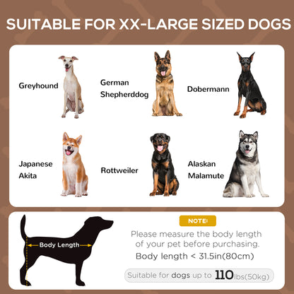 Elevated Dog Bed with Canopy, Portable Raised Dog Cot for XL Sized Dogs, Indoor & Outdoor, 48" x 36" x 43", Coffee