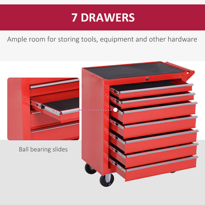 Rolling Tool Chest, 7-Drawer Lockable Tool Cabinet with 4 Wheels, Handle, Toolbox Storage Organizer for Garage, Workshop
