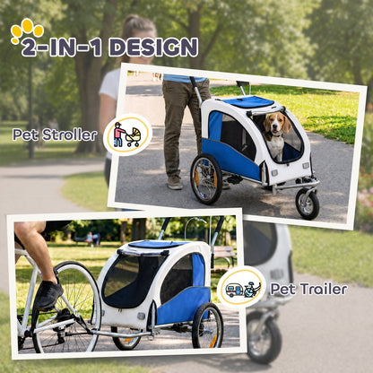 VarietyKart 2 in 1 Dog Bike Trailer, Foldable Pet Stroller, Dog Bicycle Trailer w/ Suspension, Universal Bicycle Coupler