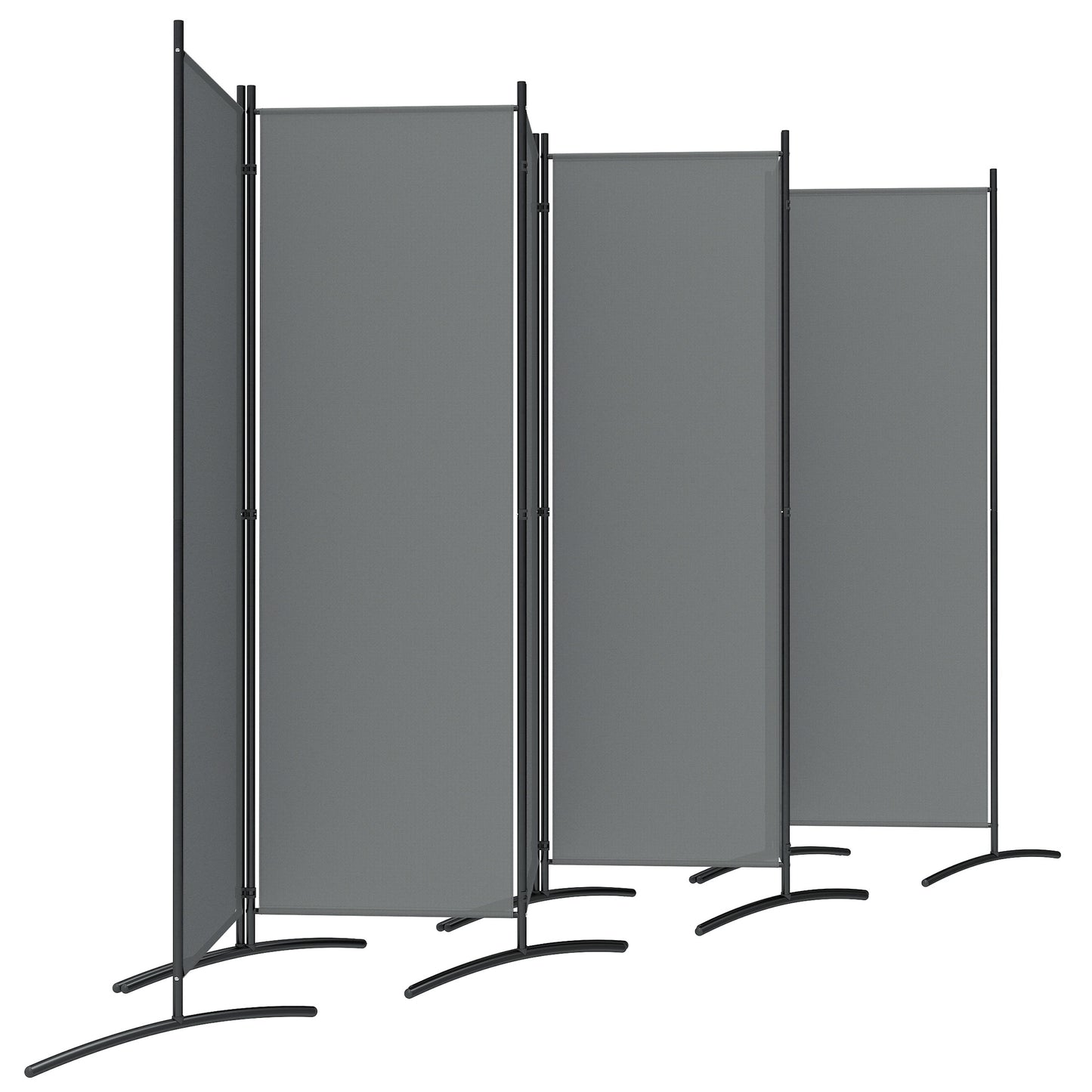 6 Panel Folding Outdoor Privacy Screen with Stable Base, 5.7FT Tall Room Divider with UV30+ Protection, Dark Grey