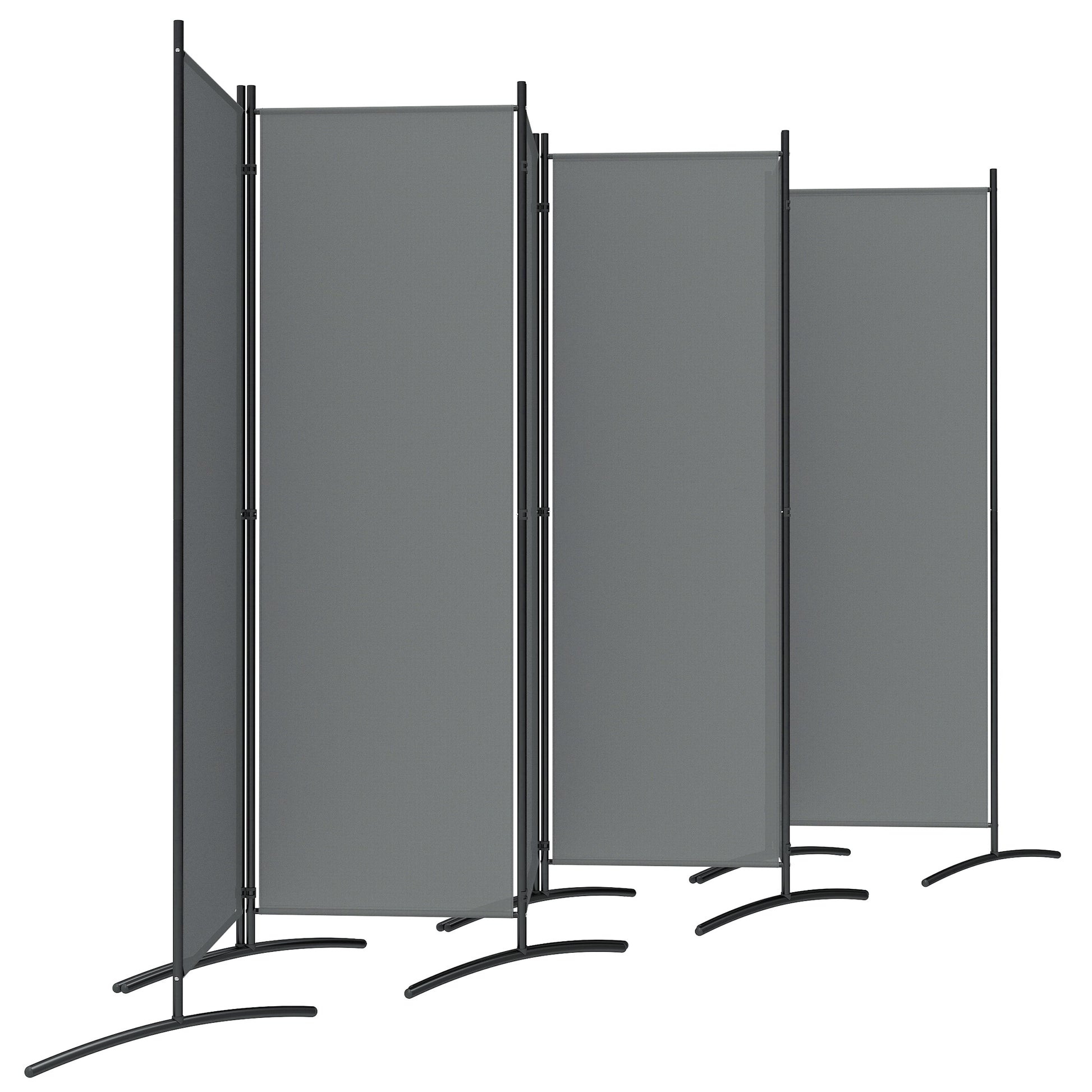 6 Panel Folding Outdoor Privacy Screen with Stable Base, 5.7FT Tall Room Divider with UV30+ Protection, Dark Grey