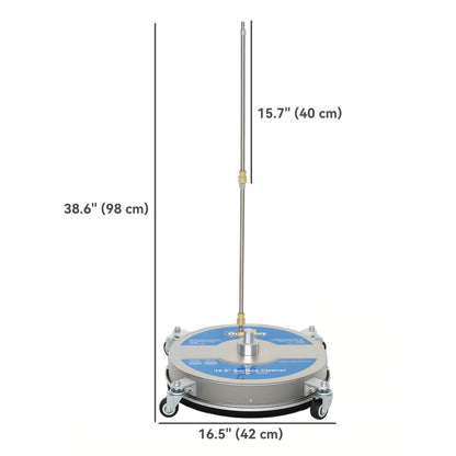 16" Pressure Washer Surface Cleaner with 4 Wheels, Stainless Steel Power Washer Surface Cleaner with 1/4" Quick Connecto