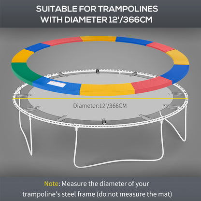 12ft Trampoline Pad, Trampoline Replacement Safety Pad Mat Spring Cover, Water-Resistant, UV-Resistant, Tear-Resistant E
