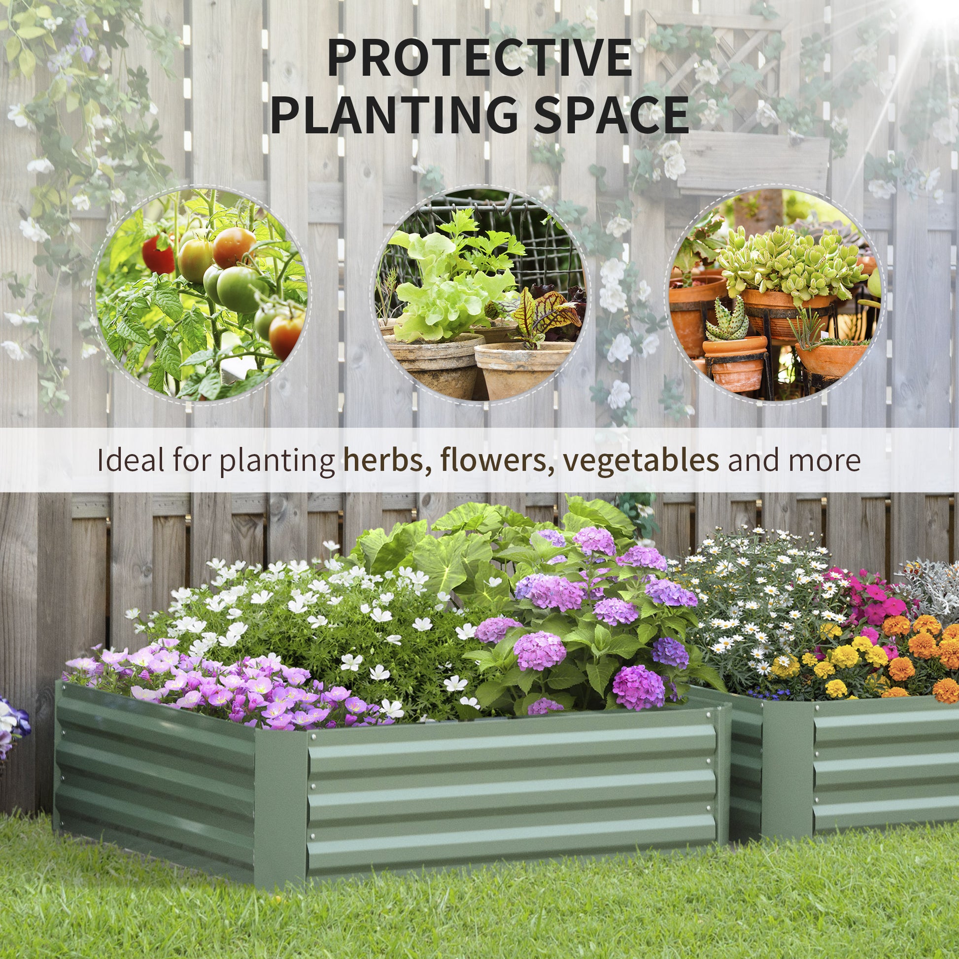 39" x 39" x 12" Set of 2 Raised Garden Bed, Elevated Planter Box with Galvanized Steel Frame for Growing Flowers, Herbs,
