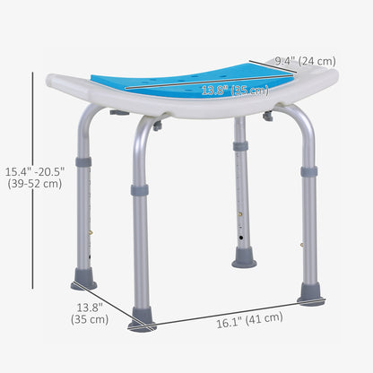 Height Adjustable Shower Chair, 20.5"W Aluminum Shower Stool for Inside Shower with Suction Cup Feet, EVA Padded Bath Se