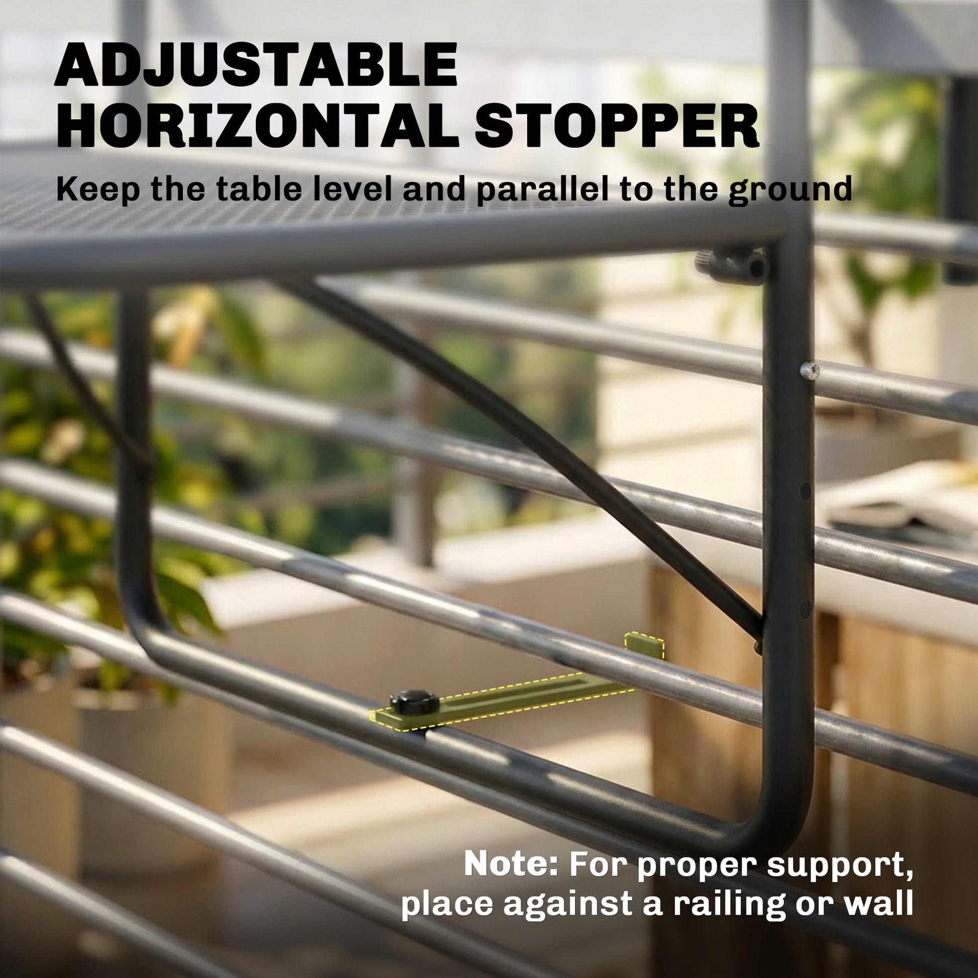 Adjustable Balcony Hanging Railing Table, Metal Mounting Mini Wall Desk Storage Rack, Outdoor Flower Stand Serving Table