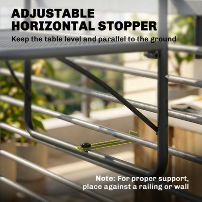 Adjustable Balcony Hanging Railing Table, Metal Mounting Mini Wall Desk Storage Rack, Outdoor Flower Stand Serving Table