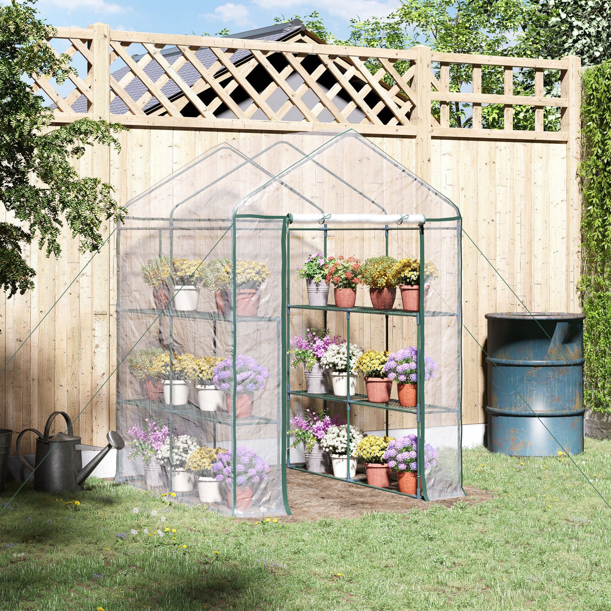 56" x 56" x 77" Walk-in Greenhouse, Portable Garden Flower Seed Warm House with 8 Shelves, Outdoor Plant Growth Hot Hous