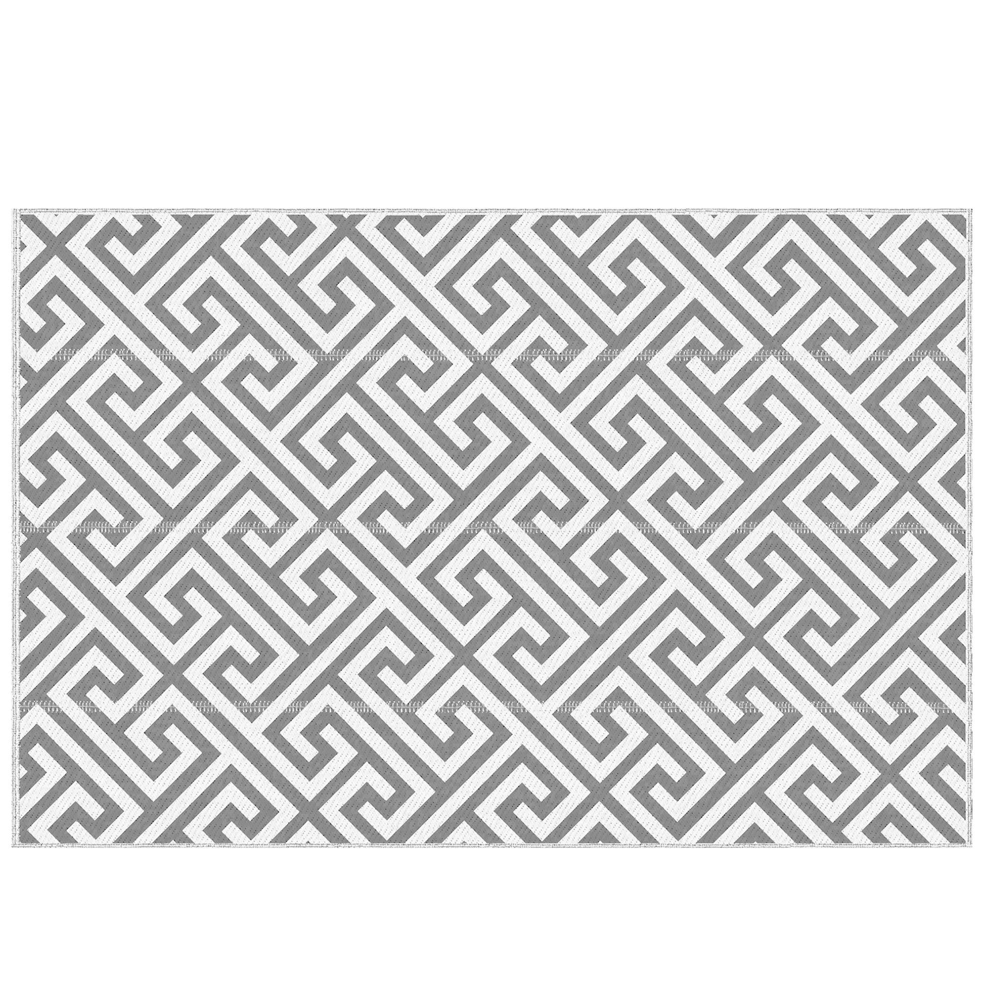 Reversible Outdoor RV Rug, Patio Floor Mat, 5' x 8' Plastic Straw Rug for Backyard, Deck, Beach, Camping, Grey & White