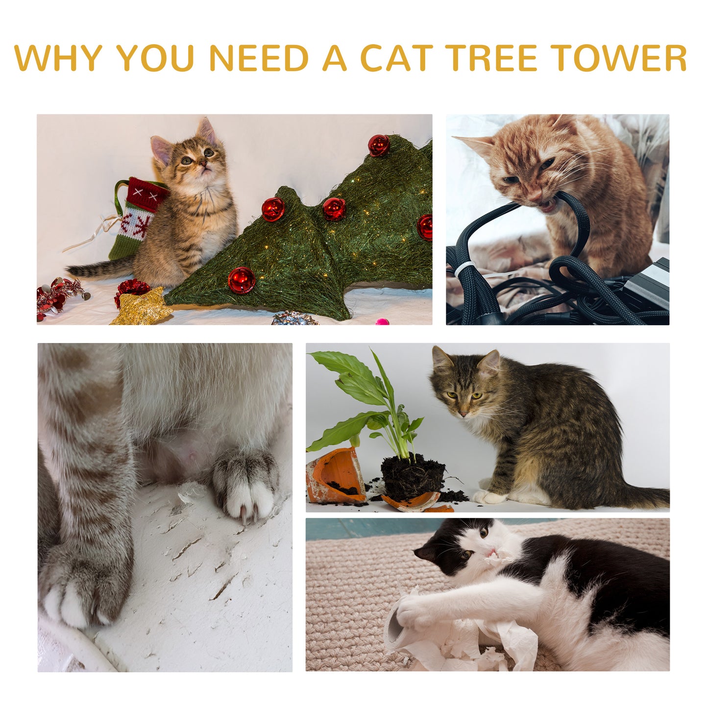 Cat Tree Kitty Tower with Sisal Mat Scratching Post, Cat Bed, Cushion, Perch, 18" x 18" x 36",  Light Blue