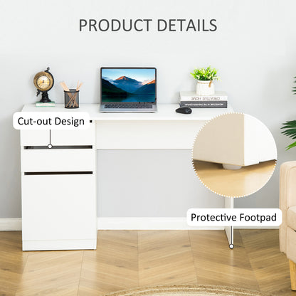 Modern Computer Desk, Home Office Desk for Study, Writing Workstation with Storage Drawer and Cabinet for Living Room, W