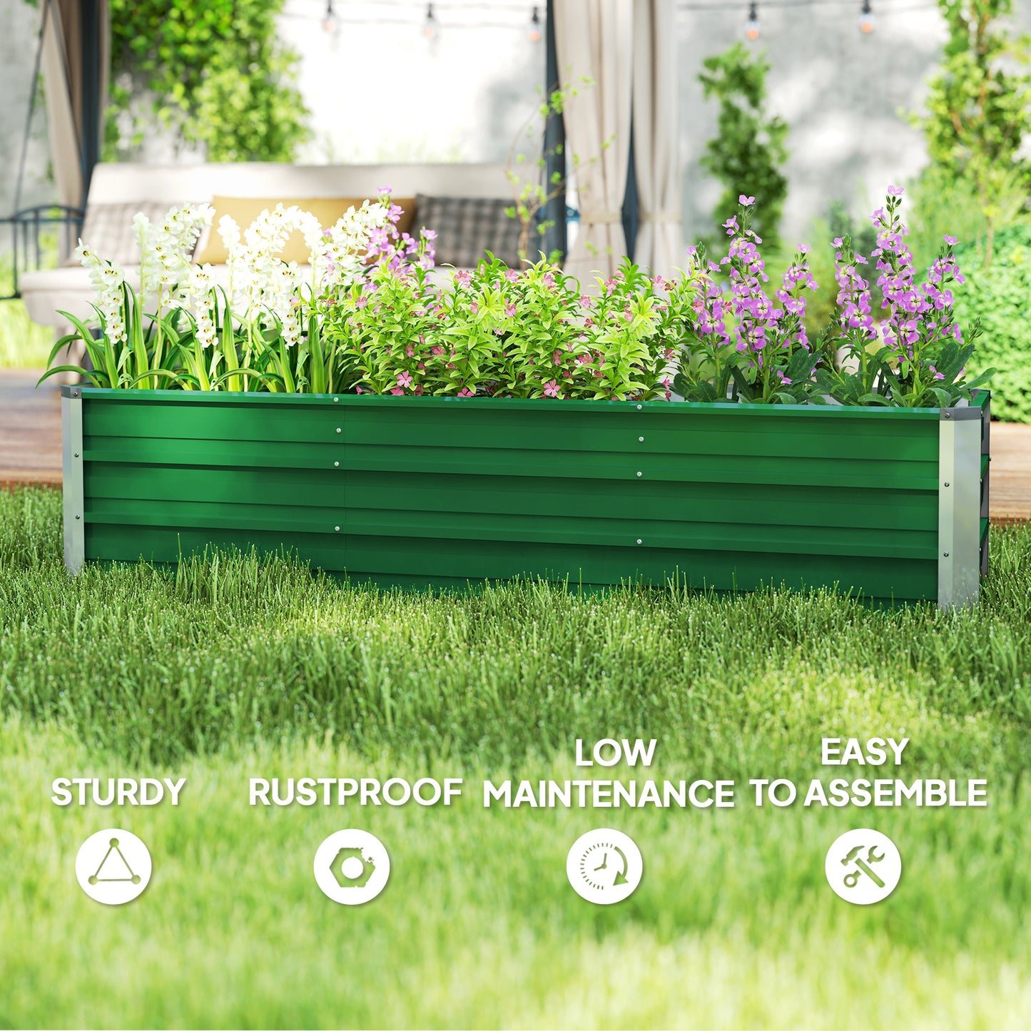 6' x 1.5' x 1.3' Galvanized Raised Garden Bed, Elevated Large Metal Planter Box w/ Install Gloves for Backyard, Patio to