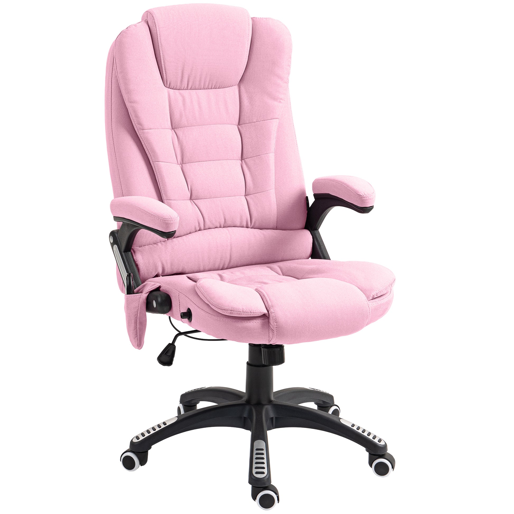6 Point Vibrating Massage Home Office Chair High Back Executive Chair with Reclining Back, Swivel Wheels, Pink