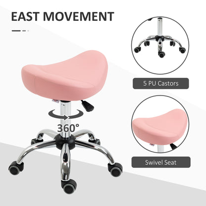Ergonomic Saddle Stool with Wheels, Adjustable PU Leather Saddle Chair, 360° Swivel, NO Back Pain, Healthy Posture, Salo