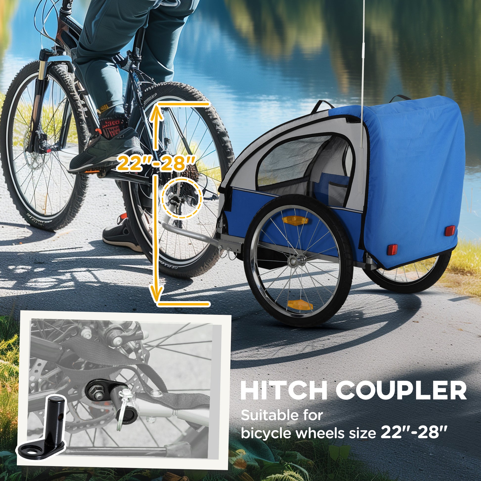 VarietyKart 2-Seat Child Bike Trailer for Kids with a Strong Steel Frame, 5-Point Safety Harnesses, & Comfortable Seat, 