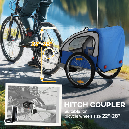 VarietyKart 2-Seat Child Bike Trailer for Kids with a Strong Steel Frame, 5-Point Safety Harnesses, & Comfortable Seat, 