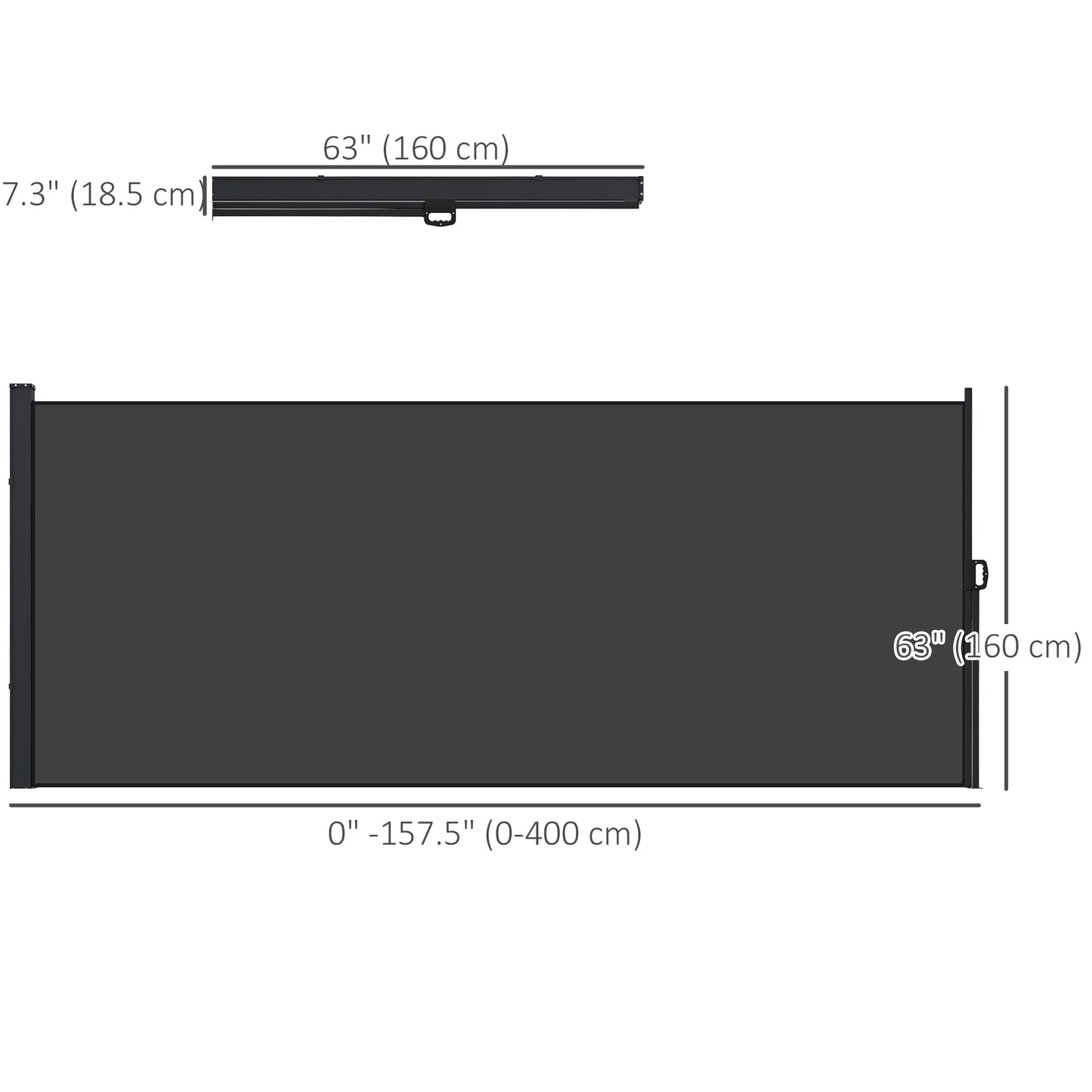 13' x 5' Retractable Side Awning, Outdoor Privacy Screen for Garden, Hot Tub, Balcony, Terrace, Pool, Black
