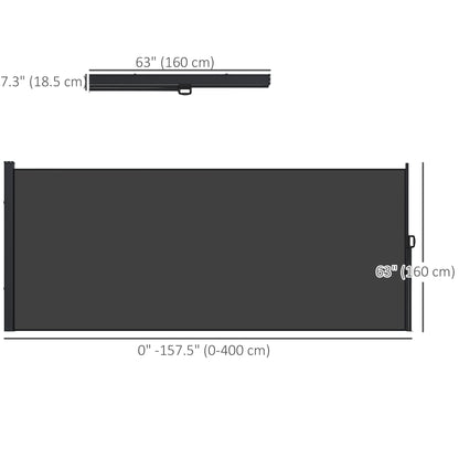 13' x 5' Retractable Side Awning, Outdoor Privacy Screen for Garden, Hot Tub, Balcony, Terrace, Pool, Black