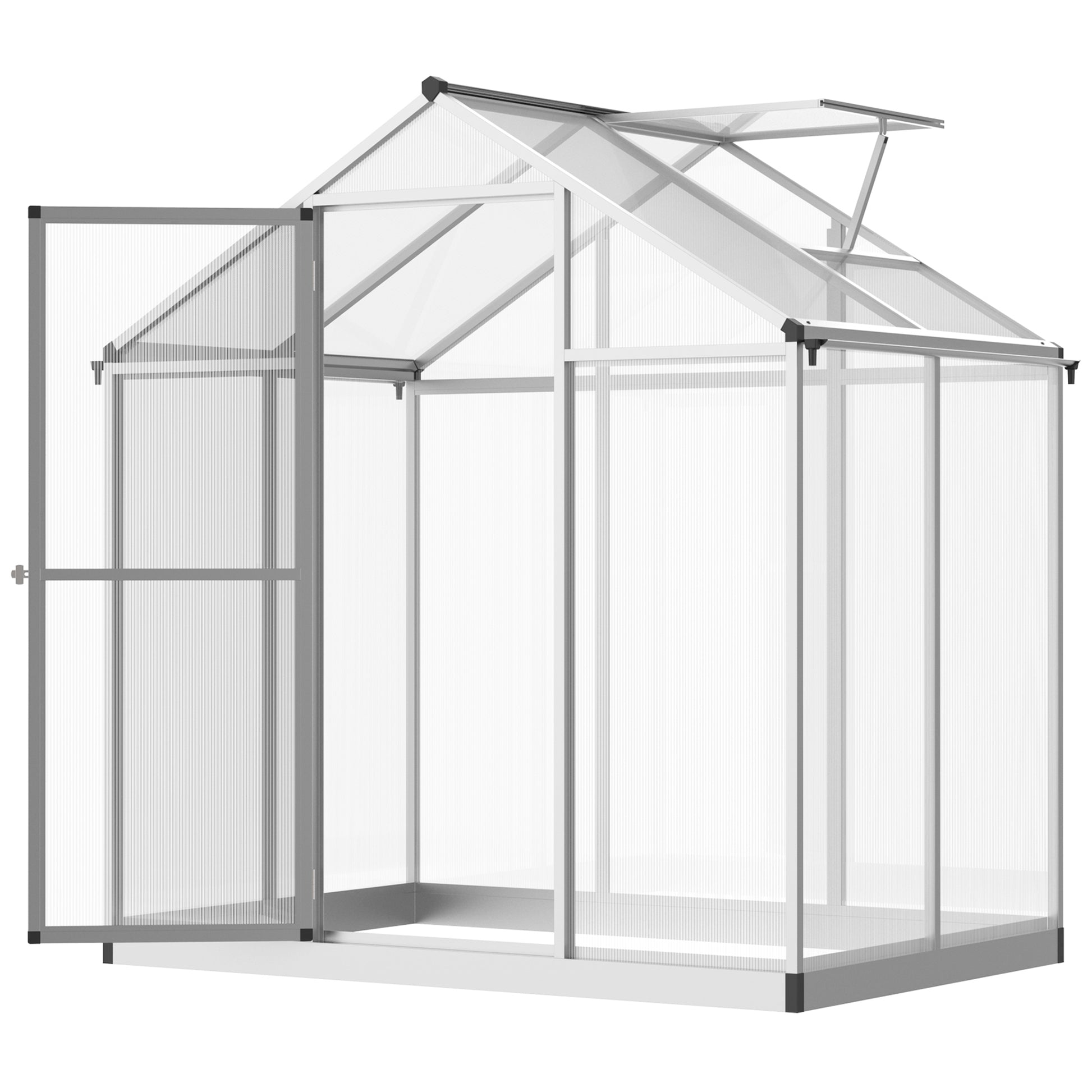 4' x 6.2' x 6.4' Walk-in Garden Greenhouse, Polycarbonate Panels Plants Flower Growth Shed, Cold Aluminum Frame Outdoor 