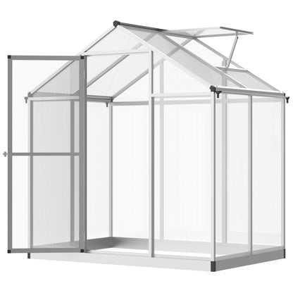 4' x 6.2' x 6.4' Walk-in Garden Greenhouse, Polycarbonate Panels Plants Flower Growth Shed, Cold Aluminum Frame Outdoor 