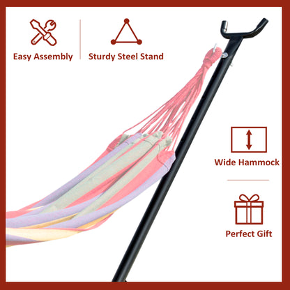 9.5'L Adjustable Hammock Stand Only, Heavy Duty Universal Garden Outdoor Camping Picnic Sun Bed Swing Metal Frame w/ Six