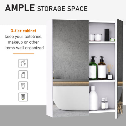 Wall Mount Medicine Cabinet with Mirror, Bathroom Mirror Cabinet Storage Organizer with Adjustable Shelf, Double Door Cu