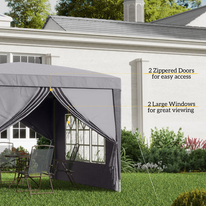 10'x10' Outdoor Pop Up Party Tent Wedding Gazebo Canopy with Carrying Bag (Grey)