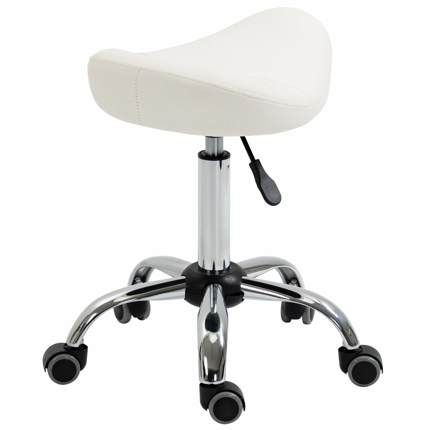 Ergonomic Saddle Stool with Wheels, Adjustable PU Leather Saddle Chair, 360° Swivel, NO Back Pain, Healthy Posture, Salo