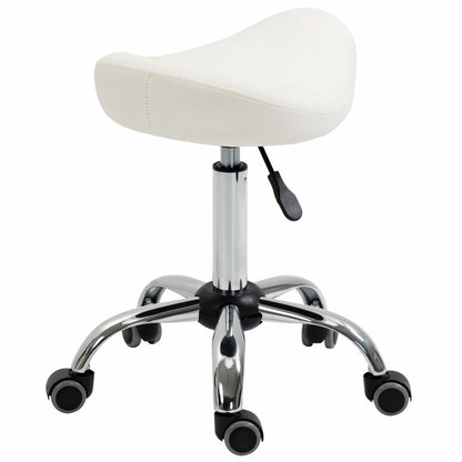 Ergonomic Saddle Stool with Wheels, Adjustable PU Leather Saddle Chair, 360° Swivel, NO Back Pain, Healthy Posture, Salo