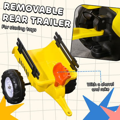 VarietyKart Ride on Excavator with Back Trailer, Shovel & Rake for 3+ Year Old
