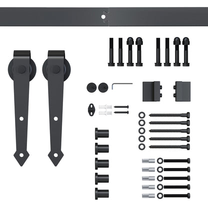 6.6FT Sliding Barn Door Track Kit, Heavy Duty Barn Door Hardware Kit, Fit 39" Wide Door Panel (J Shape Hanger), Brown