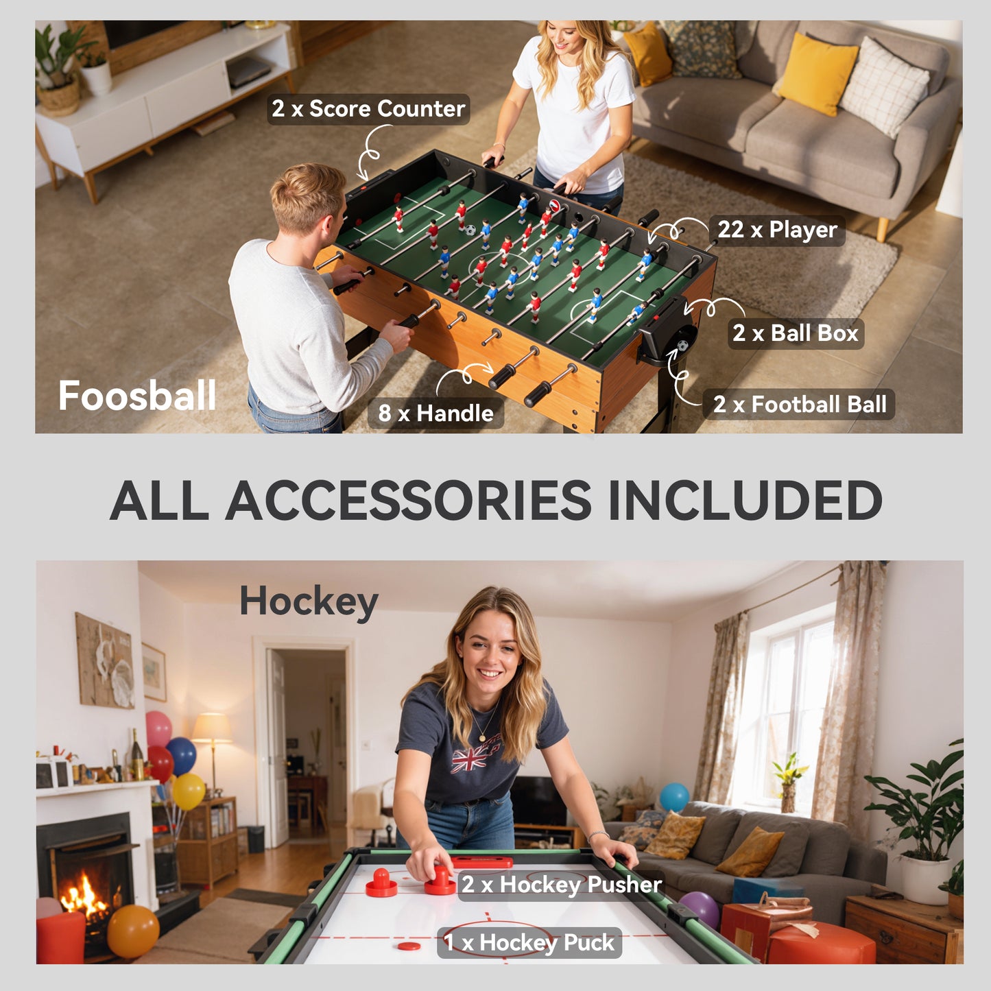Soozier 53 in 5-in-1 Combo Multi Game Table with Foosball, Pool, Hockey, Table Tennis, Basketball for Adults