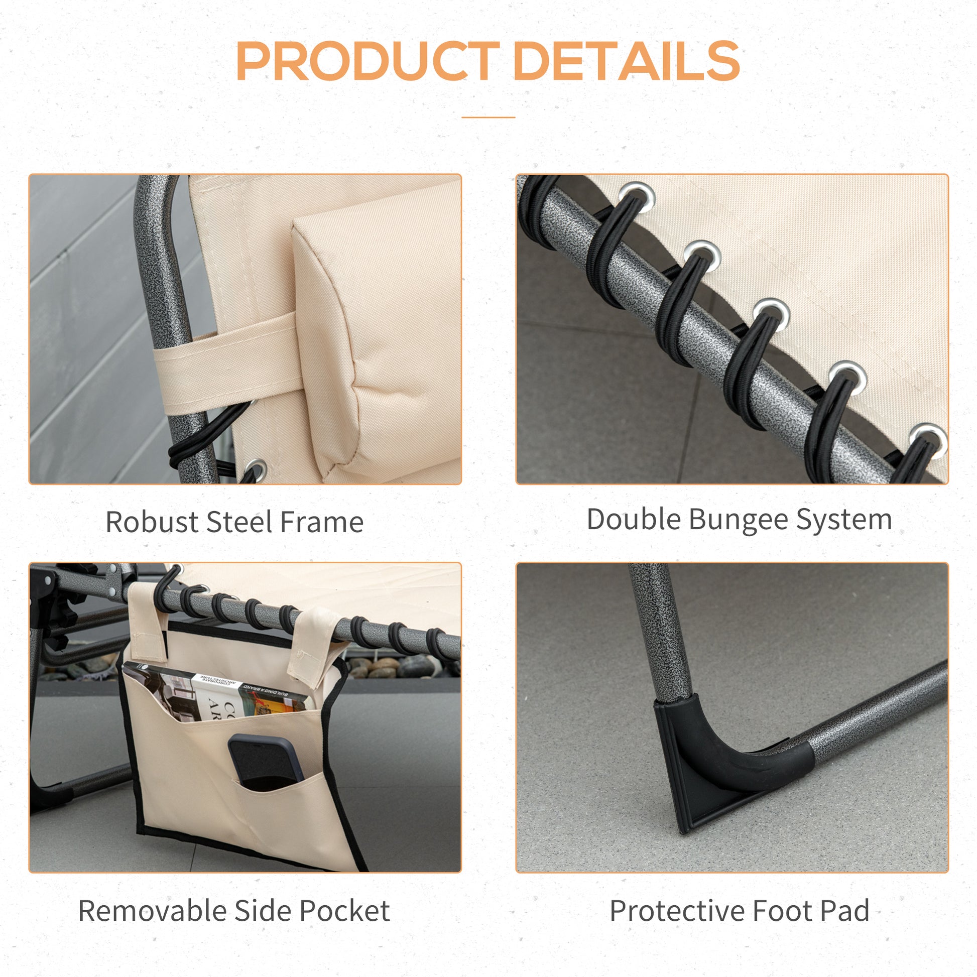 Outdoor Lounge Chair, Folding Chaise Lounge, Patio Padded Tanning Chair with 5-position Adjustable Backrest, Pillow and 