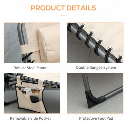 Outdoor Lounge Chair, Folding Chaise Lounge, Patio Padded Tanning Chair with 5-position Adjustable Backrest, Pillow and 