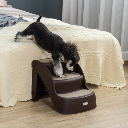 Dog Stairs for Small Dogs 15"H, 3-Step Foldable Pet Step with Non-Slip Treads, for Injured, Old, Puppy, Cats, for High B