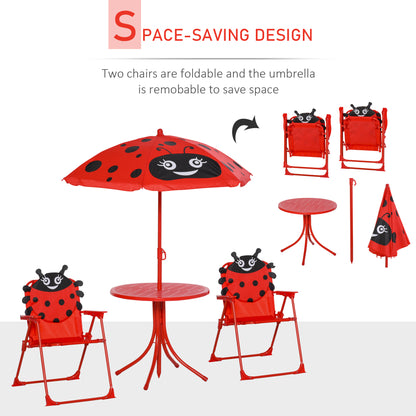 Children Table and Chair Set Outdoor, Kids Folding Picnic Table and Chair Set with Removable & Height Adjustable Sun Umb