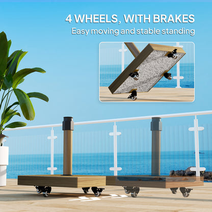 57 lbs Metal Square Patio Umbrella Base Holder, Outdoor Umbrella Stand with Wheels, Heavy Duty Patio Umbrella Stand Base