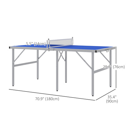 Soozier Portable Ping Pong Table Set, Table Tennis Table w/ Net, 2 Paddles, 3 Balls for Outdoor and Indoor, Easy Assembl