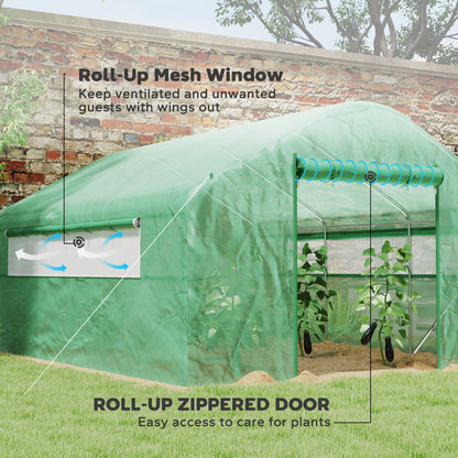 Walk-in Tunnel Greenhouse with Galvanized Steel Frame, Doors & Windows, Wind Resistant, Garden Planting Warm House, 13' 