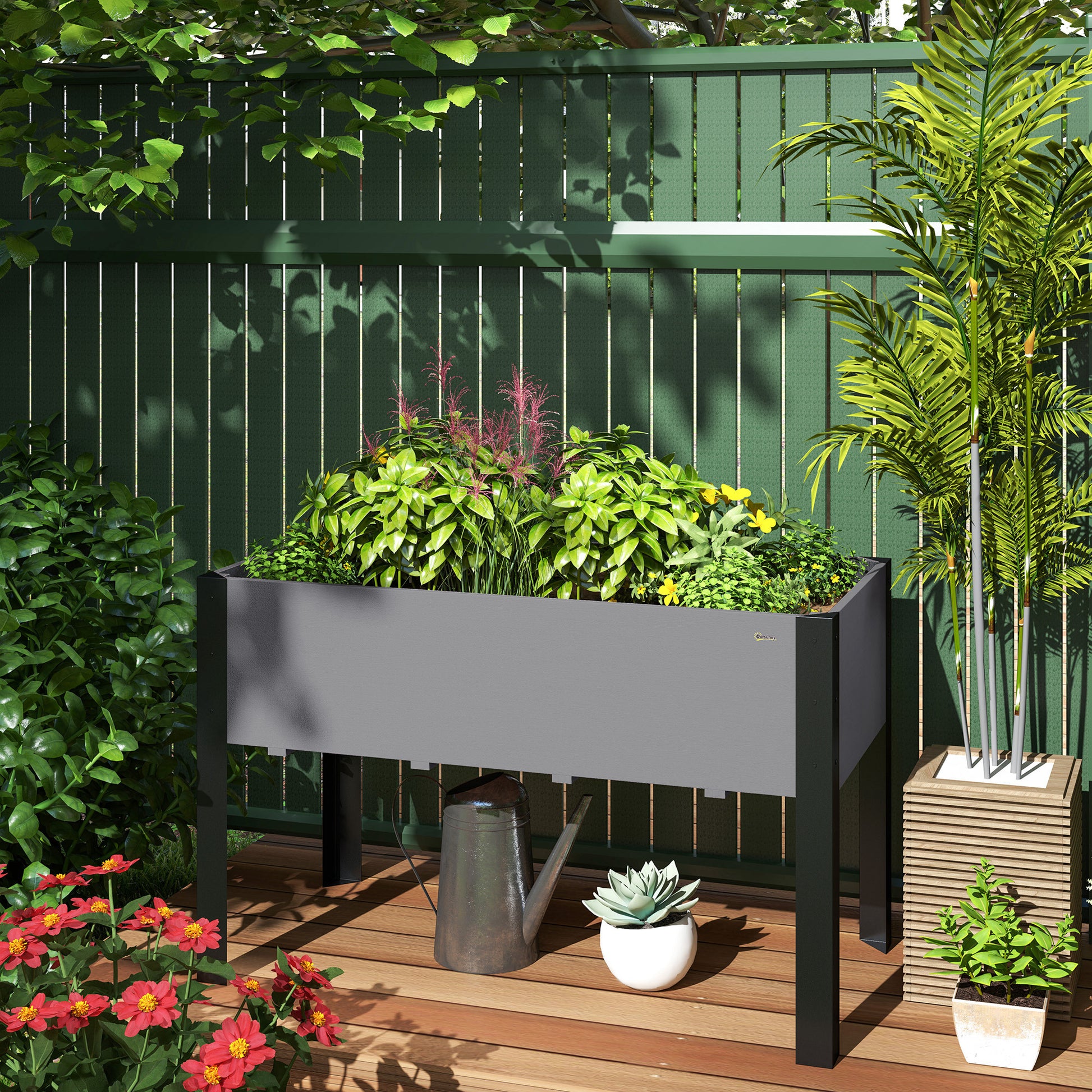 Raised Garden Bed, Elevated Planter Box, 47"x24"x29" with Legs, Metal Frame, Wooden Planter Pot for Backyard, Patio to G