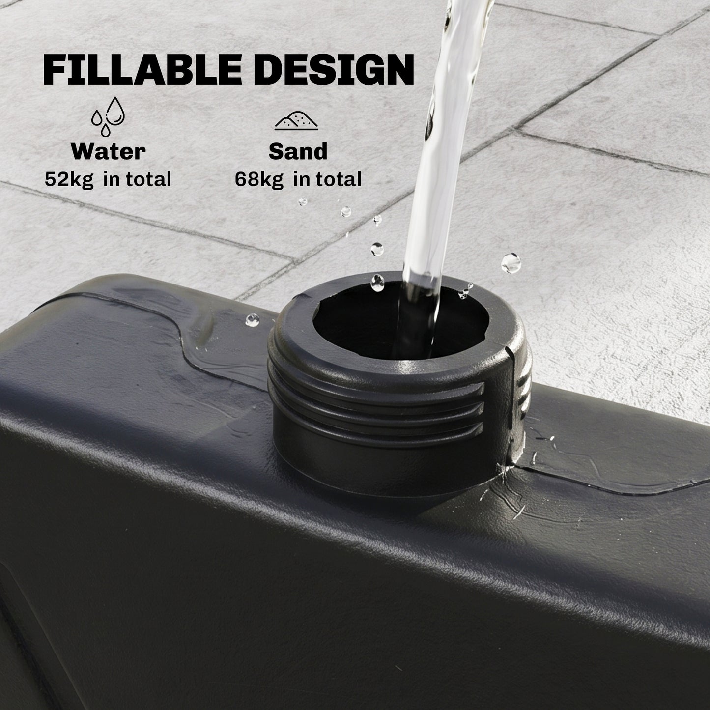 4PCs Cantilever Umbrella Base Weights for Offset Banana Parasol, Wicker Effect HDPE Water or Sand Filled Patio Umbrella 