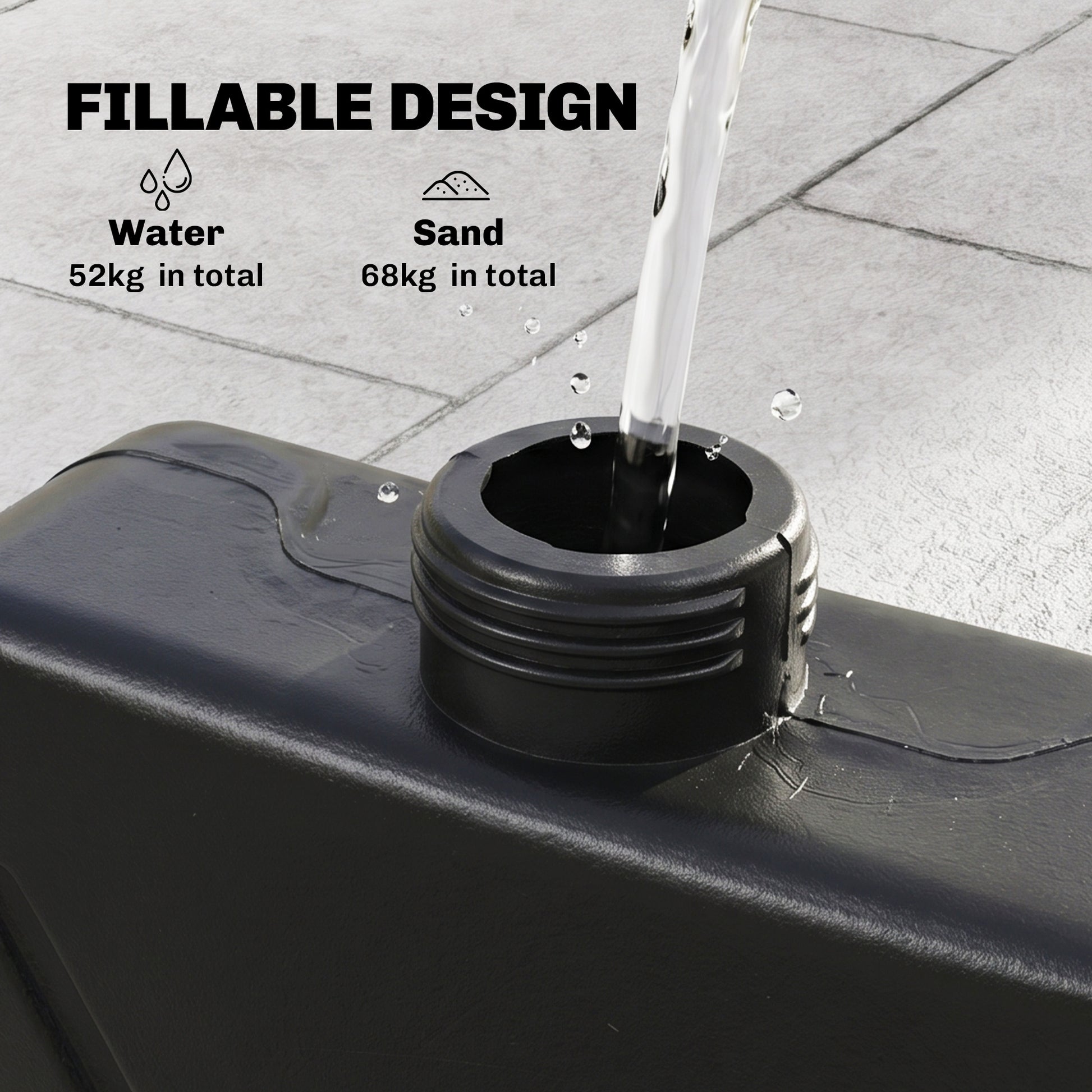 4PCs Cantilever Umbrella Base Weights for Offset Banana Parasol, Wicker Effect HDPE Water or Sand Filled Patio Umbrella 