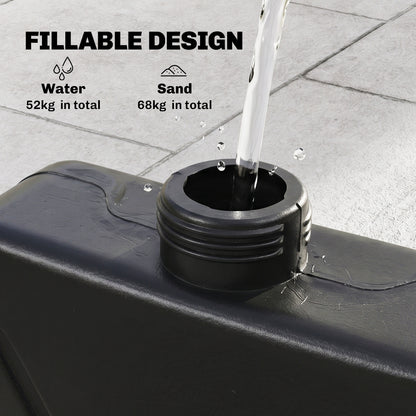 4PCs Cantilever Umbrella Base Weights for Offset Banana Parasol, Wicker Effect HDPE Water or Sand Filled Patio Umbrella 