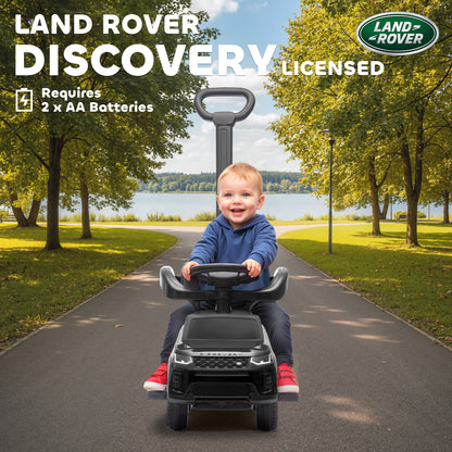 Qaba Land Rover Discovery Licensed 2-in-1 Ride On Push Car with Removable Parent Handle, Under-Seat Storage, Black