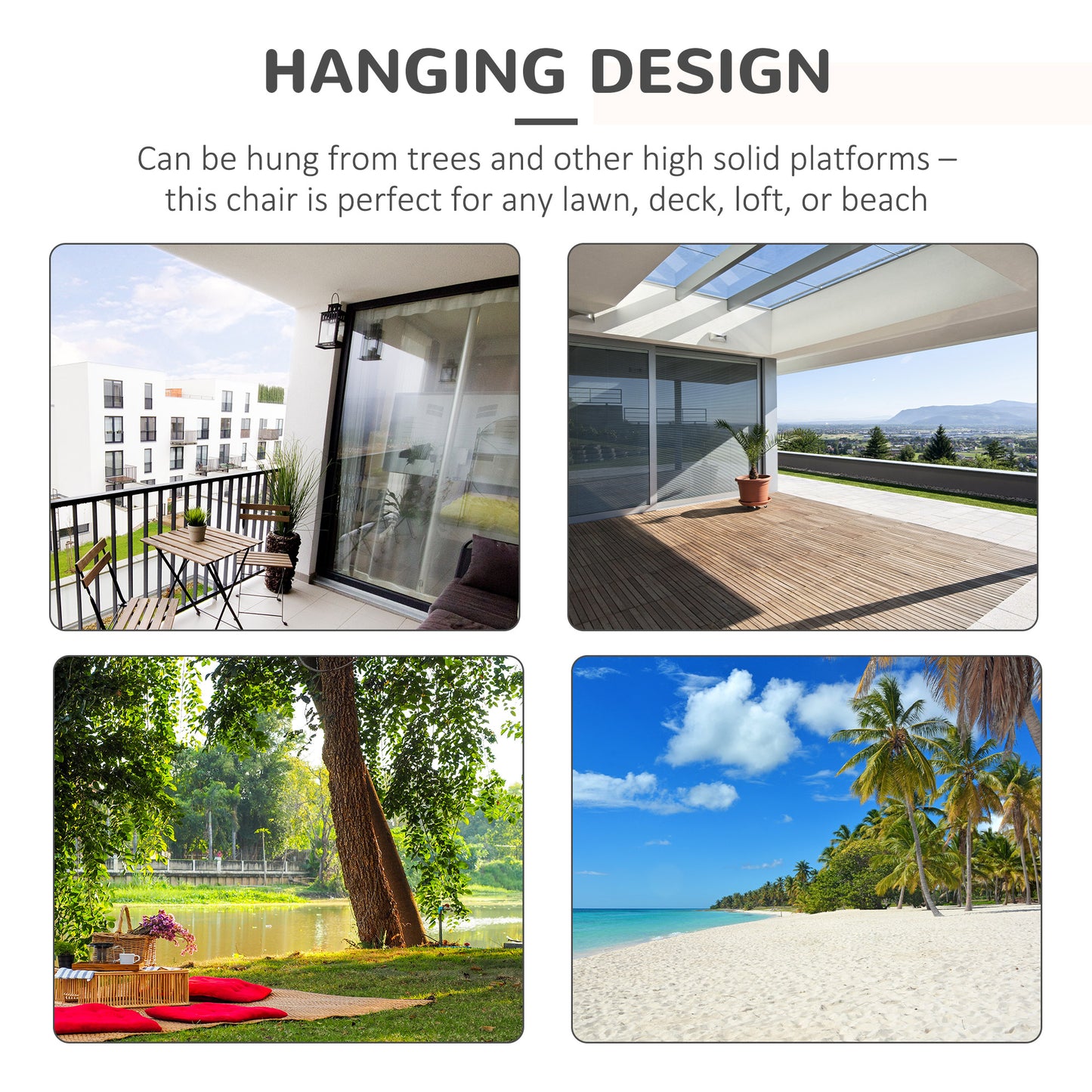 Hammock Chair Swing Hanging Macrame Chair Cotton w/ Two Soft Seat Cushions, for Bedroom Indoor Outdoor Ideal Gift for Ki