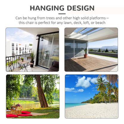 Hammock Chair Swing Hanging Macrame Chair Cotton w/ Two Soft Seat Cushions, for Bedroom Indoor Outdoor Ideal Gift for Ki
